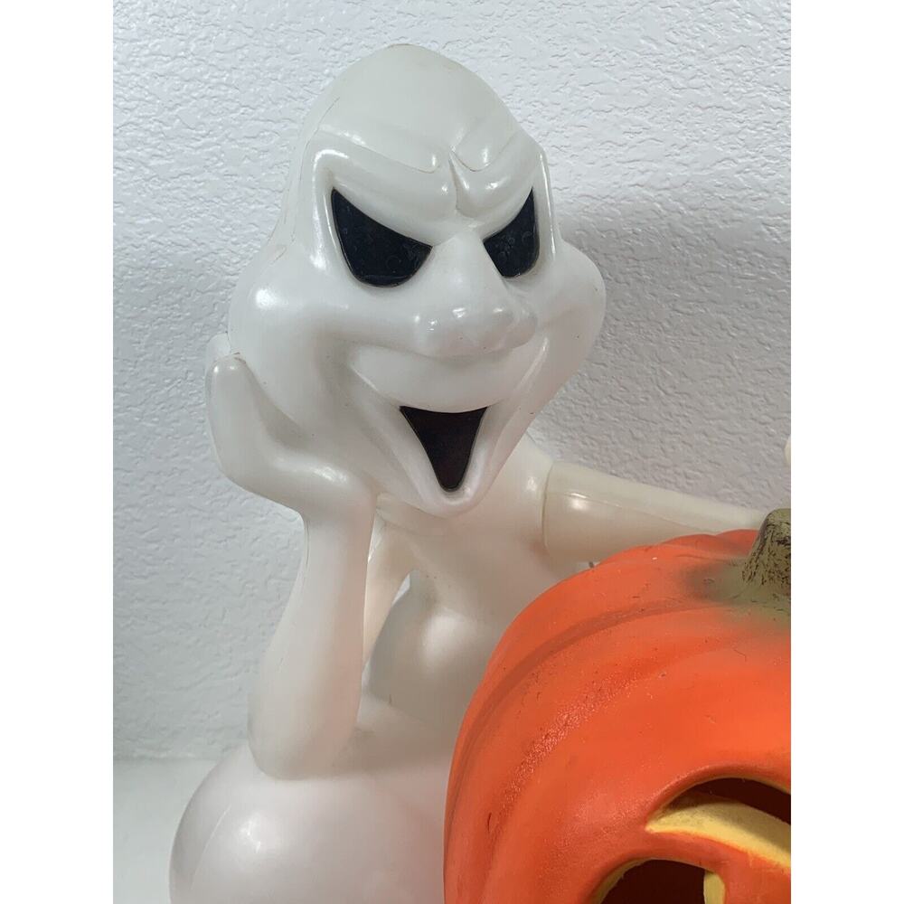 Vintage Seasons by Zanders Ghost Pumpkin Halloween 14" Plastic Blow Mold Light - Picture 8 of 10